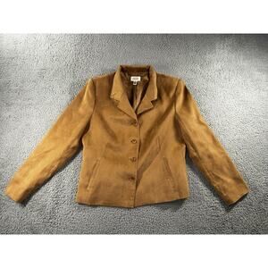 Talbots Blazer Women 14 Faux Suede Button Up Collared Jacket‎